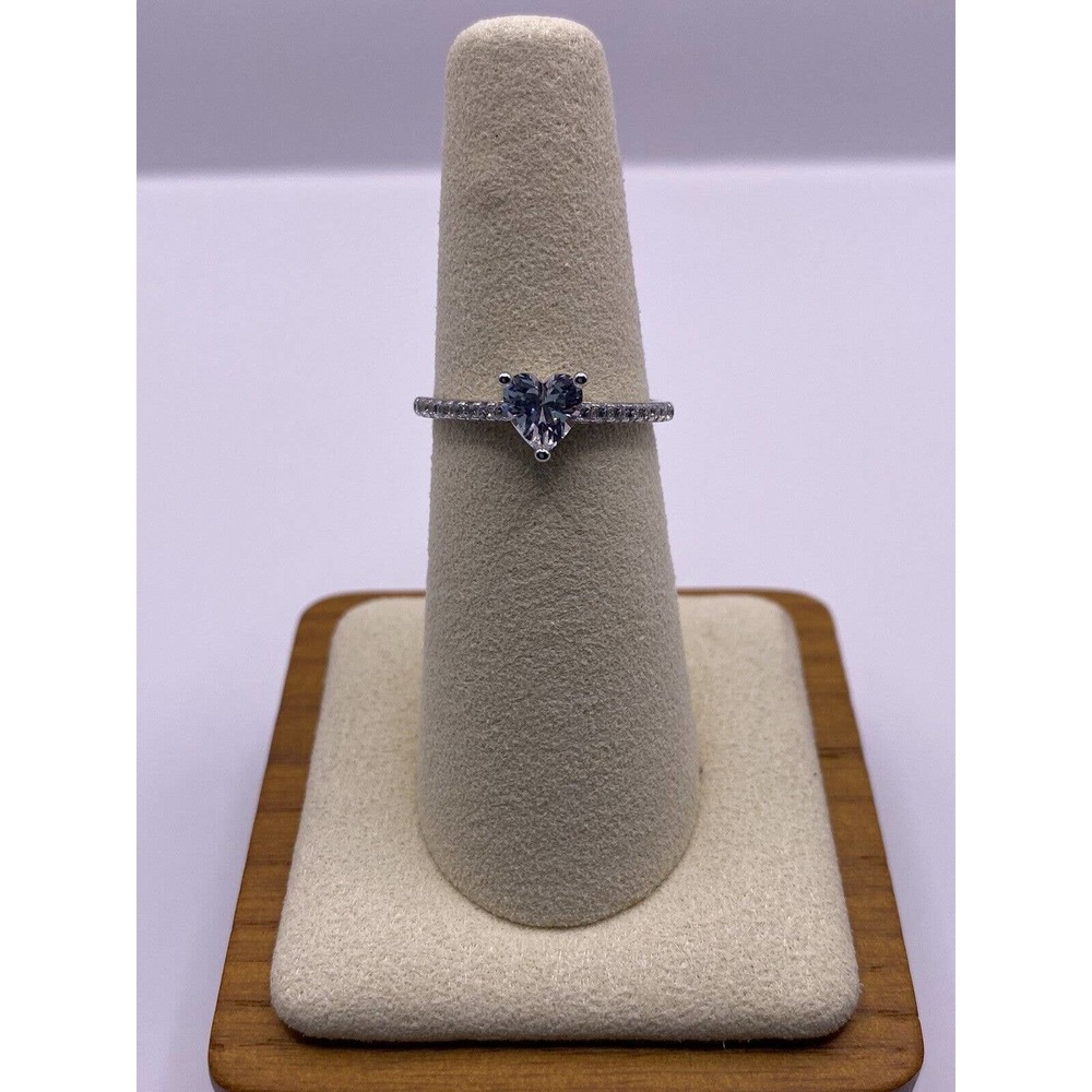 Perfectly Simple Heart Design Silver Solitaire Ring Engagement Wedding Ring Sz7